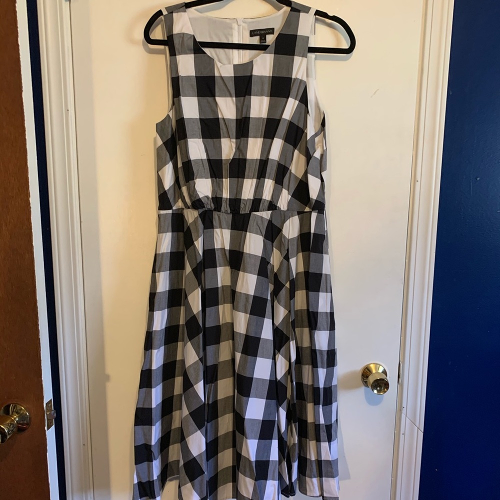 Black and white plaid sleeveless dress